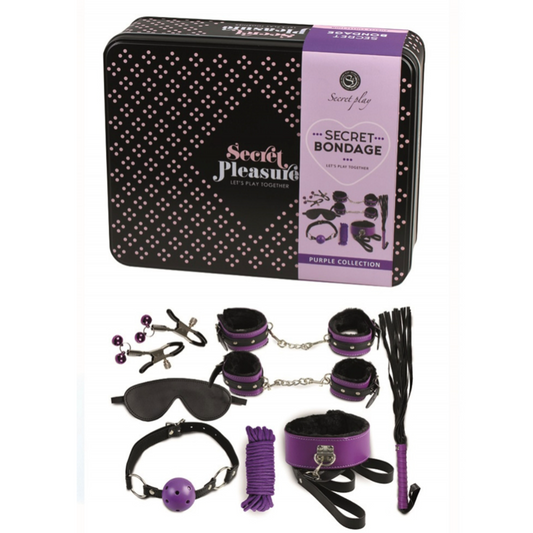 Secret Play Secret Bondage Violet – kit BDSM 8 accessoires cuir vegan