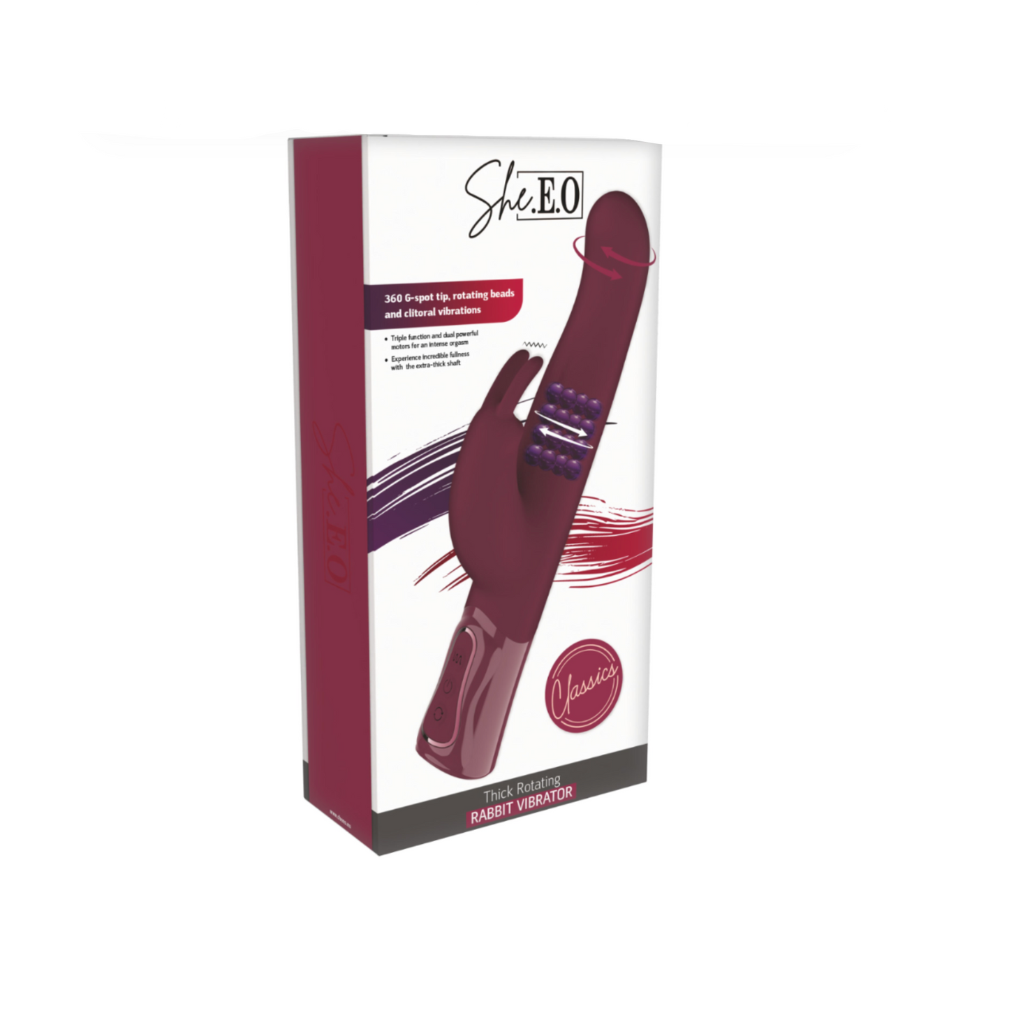 She.E.O Thick Rotating Rabbit Vibrator – Vibromasseur Rabbit Rotatif à Perles 25 cm