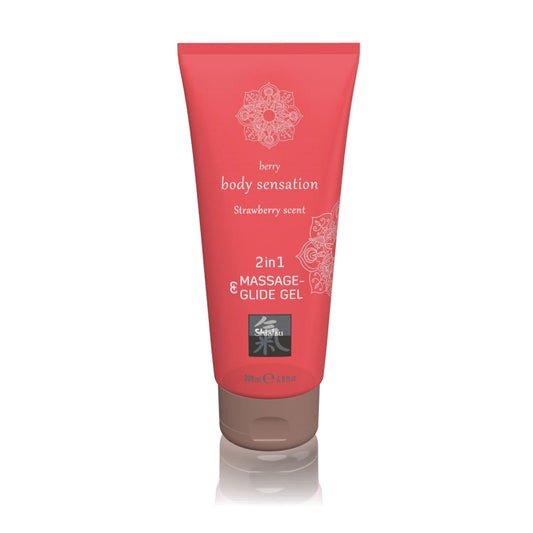 Shiatsu Body Sensation Fraise - Lubrifiant & Gel de Massage 200 ml