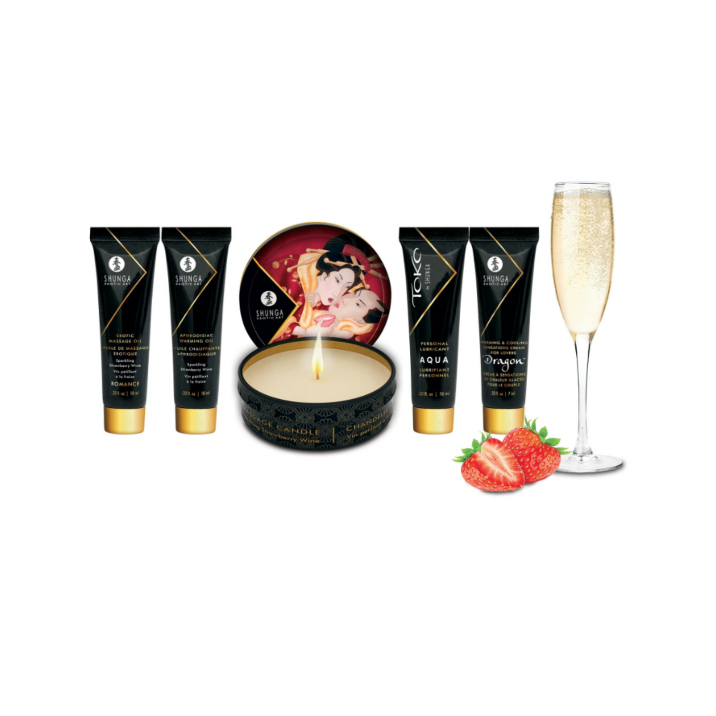 Shunga Coffret Secrets de Geisha - Vin Pétillant à la Fraise