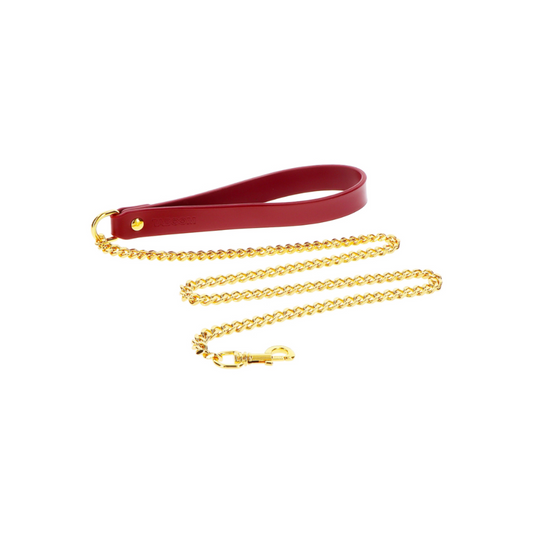 Taboom Chain Leash – Laisse BDSM bordeaux et doré