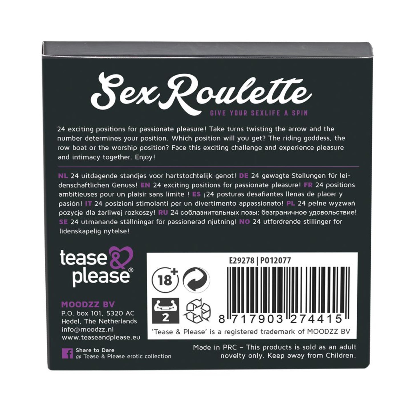 Tease & Please Sex Roulette Kama Sutra - Jeu coquin multilingue