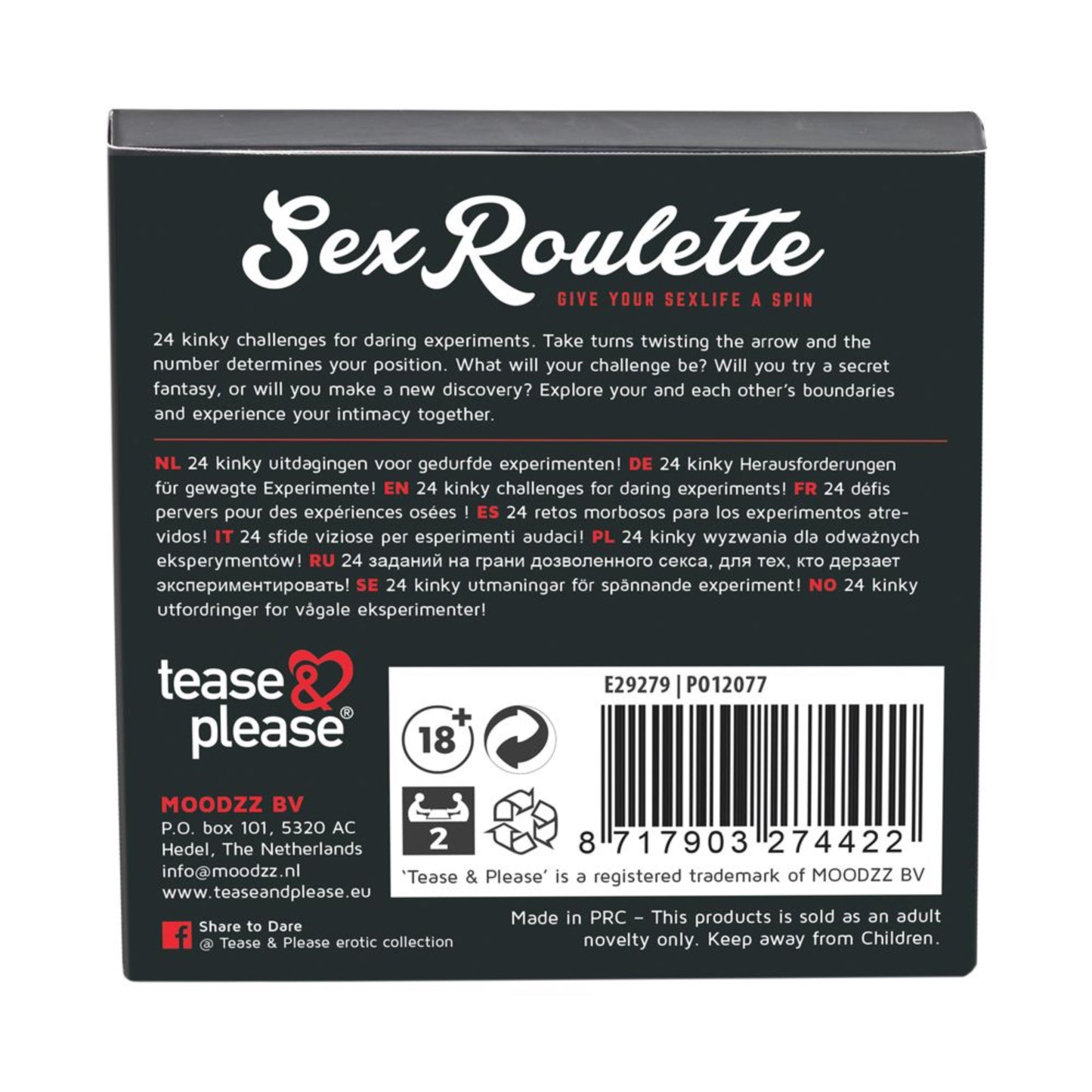 Tease & Please Sex Roulette Kinky - Jeu coquin multilingue