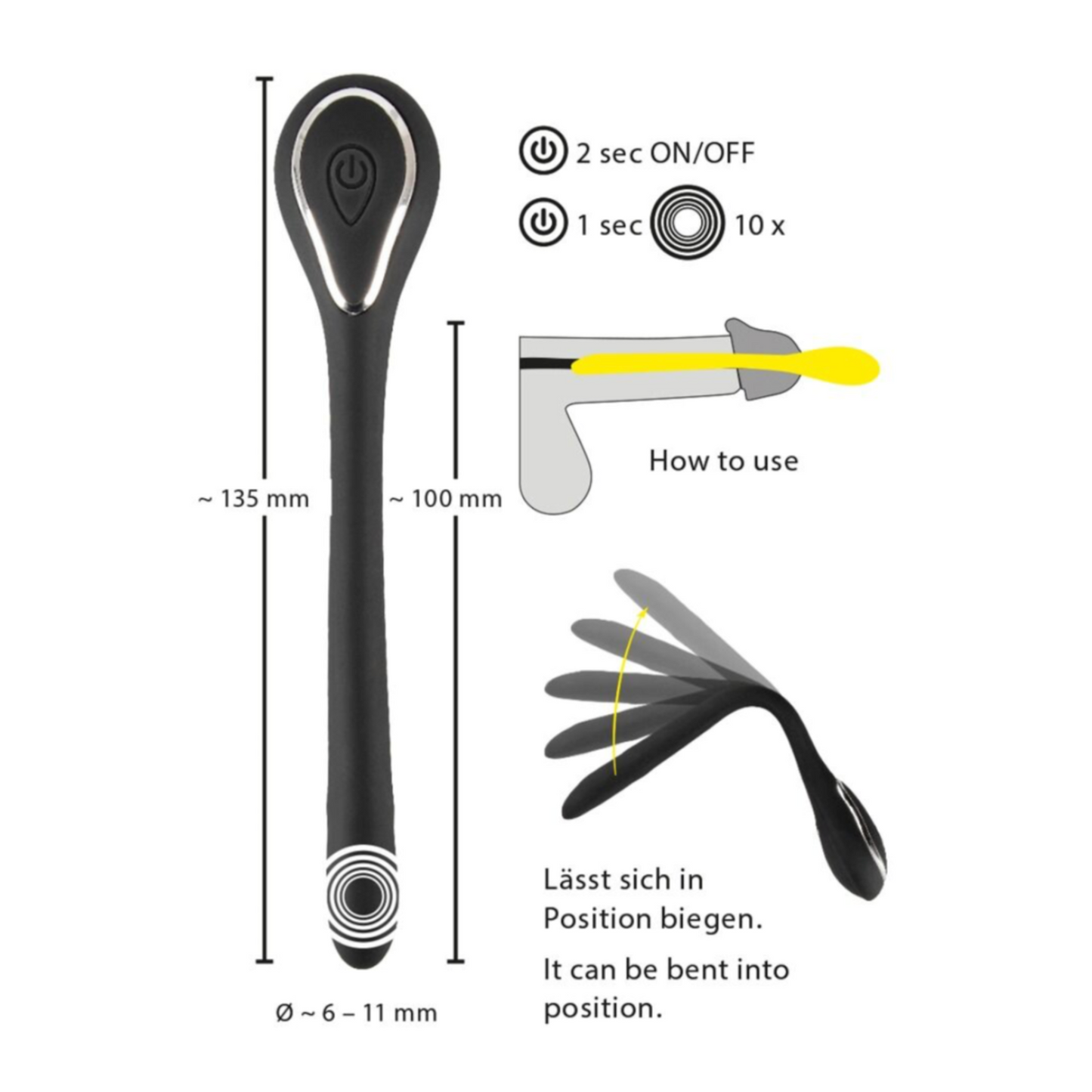 You2Toys Vibrating Bendable Dilator - Dilatateur urétral vibrant