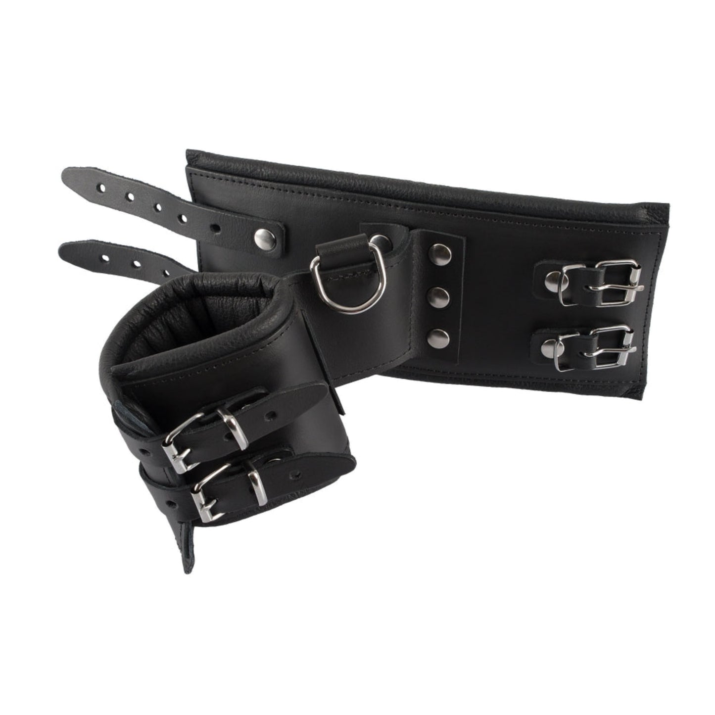 Zado Double Menottes Poignets en Cuir – Menottes avec anneau D