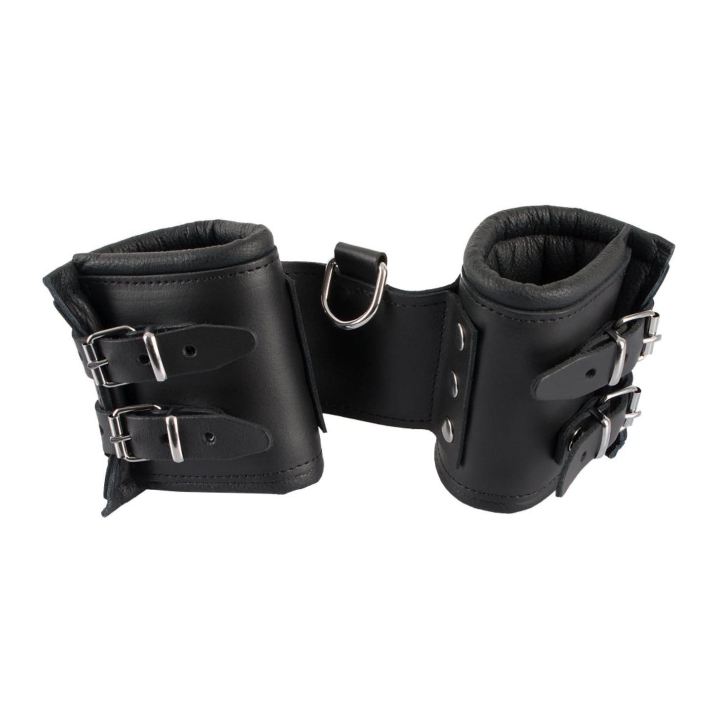 Zado Double Menottes Poignets en Cuir – Menottes avec anneau D