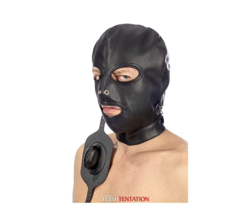 Fetish Tentation Cagoule BDSM en Similicuir avec Bâillon Amovible