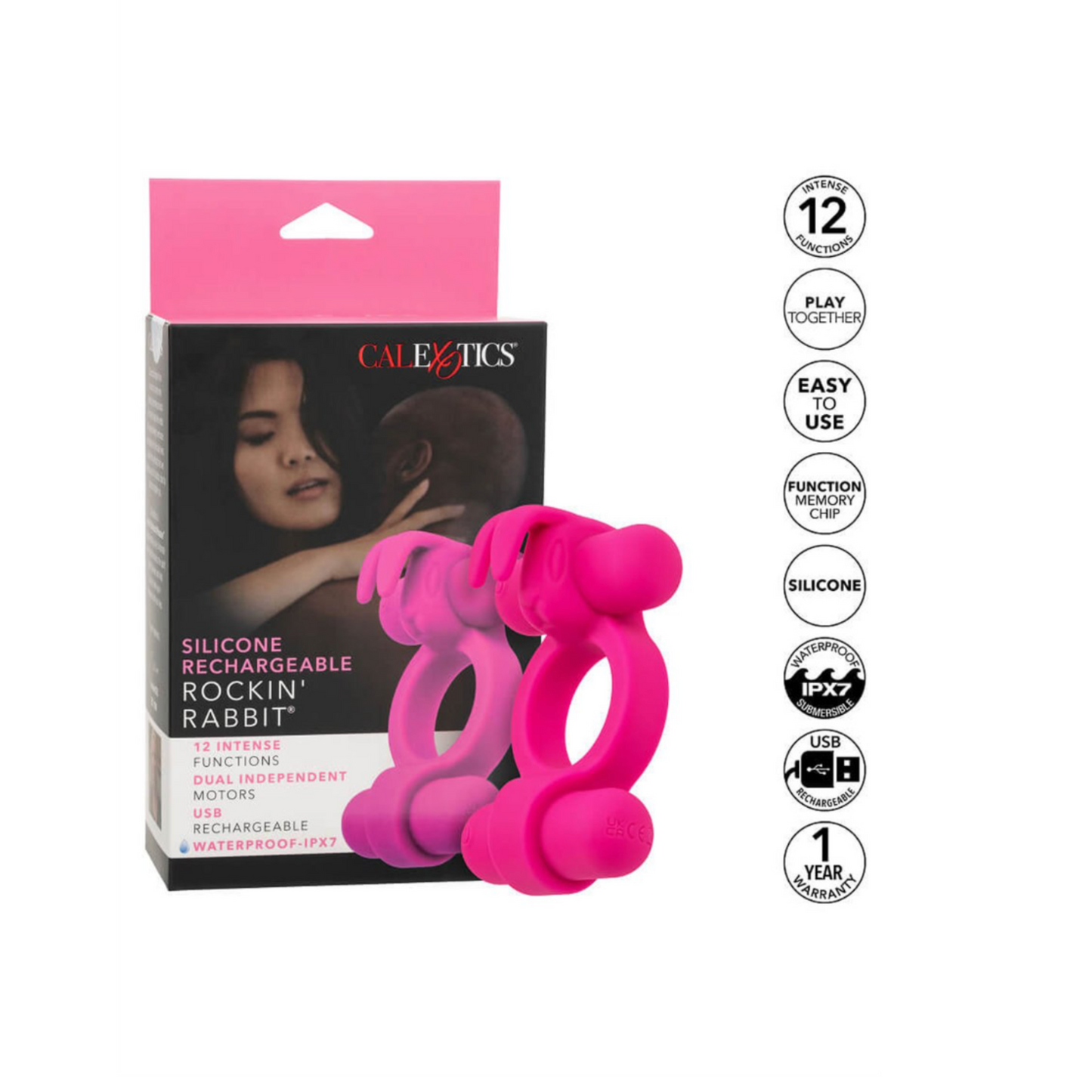 CalExotics Rockin' Rabbit - Anneau vibrant double moteur