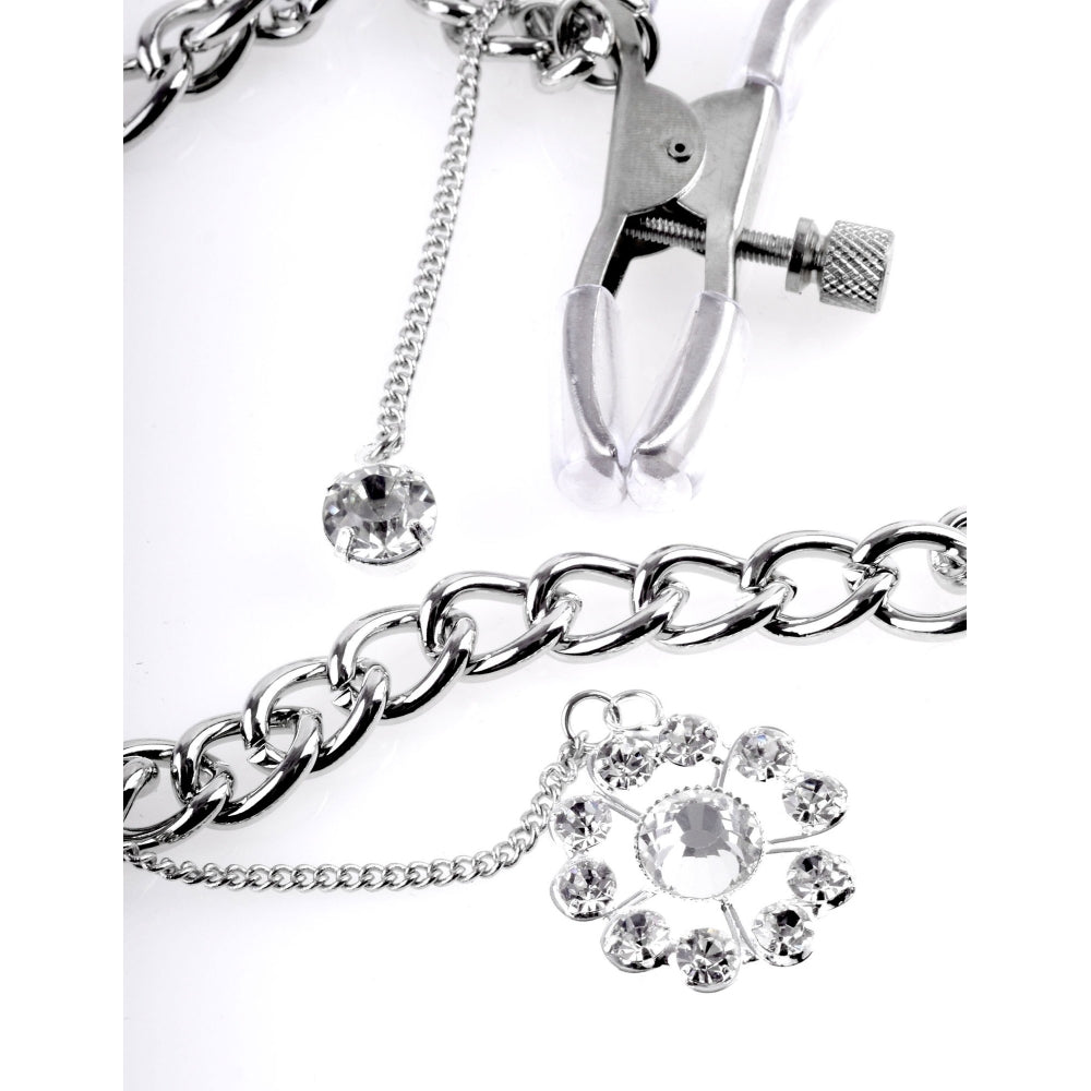Pipedream Crystal Nipple Clamps - Pinces à tétons avec chaîne